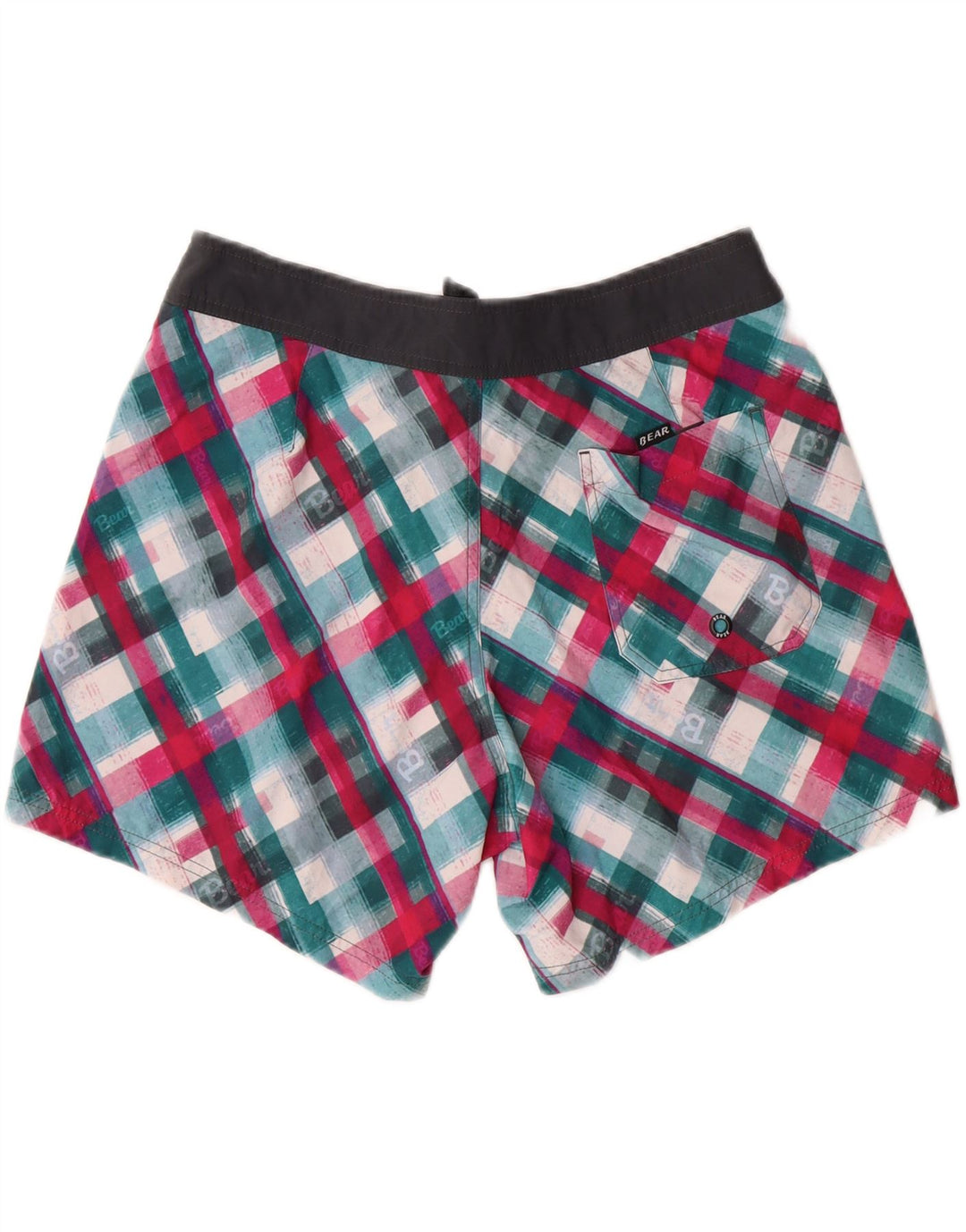 BEAR Mens Swimming Shorts Medium Green Check Polyester Vintage Bear and Second-Hand Bear from Messina Hembry 