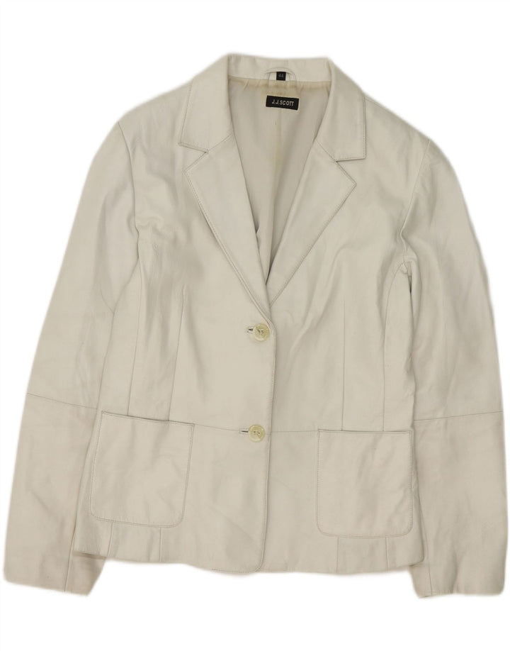 J.J.SCOTT Womens Leather Jacket EU 44 XL Off White Leather Vintage J.J.Scott and Second-Hand J.J.Scott from Messina Hembry 
