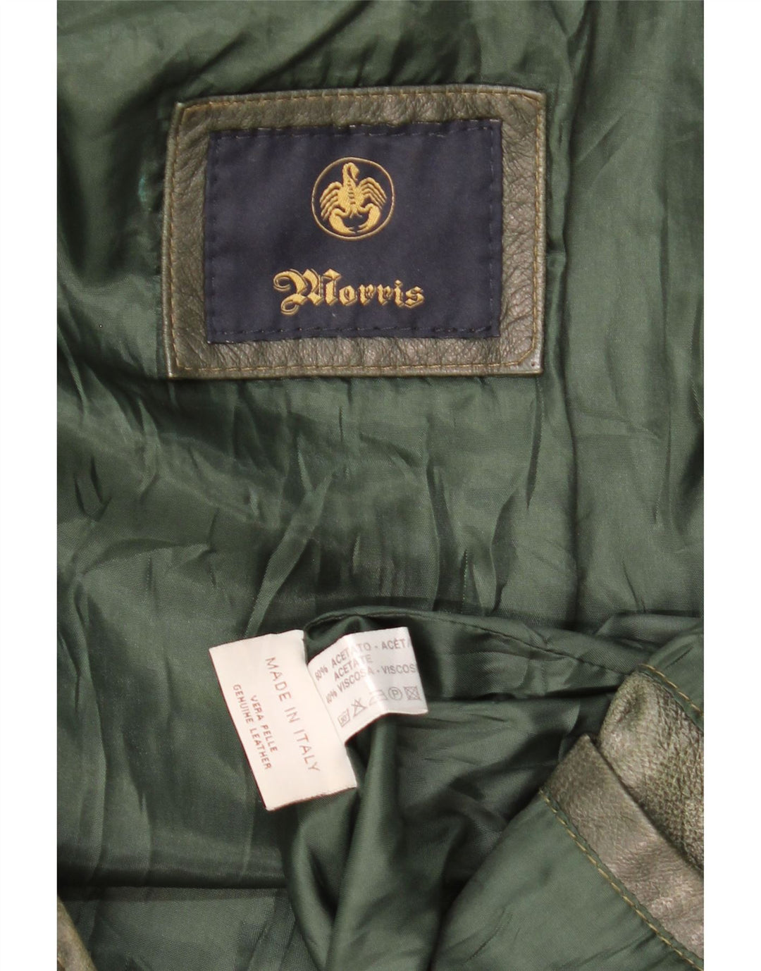 Morris  Mens Hooded Leather Jacket IT 52 XL Green Leather