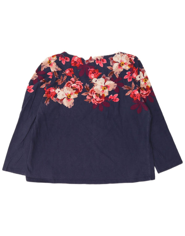 Joules Dame Top Langærmet UK 20 2XL Navy Blue Floral Bomuld