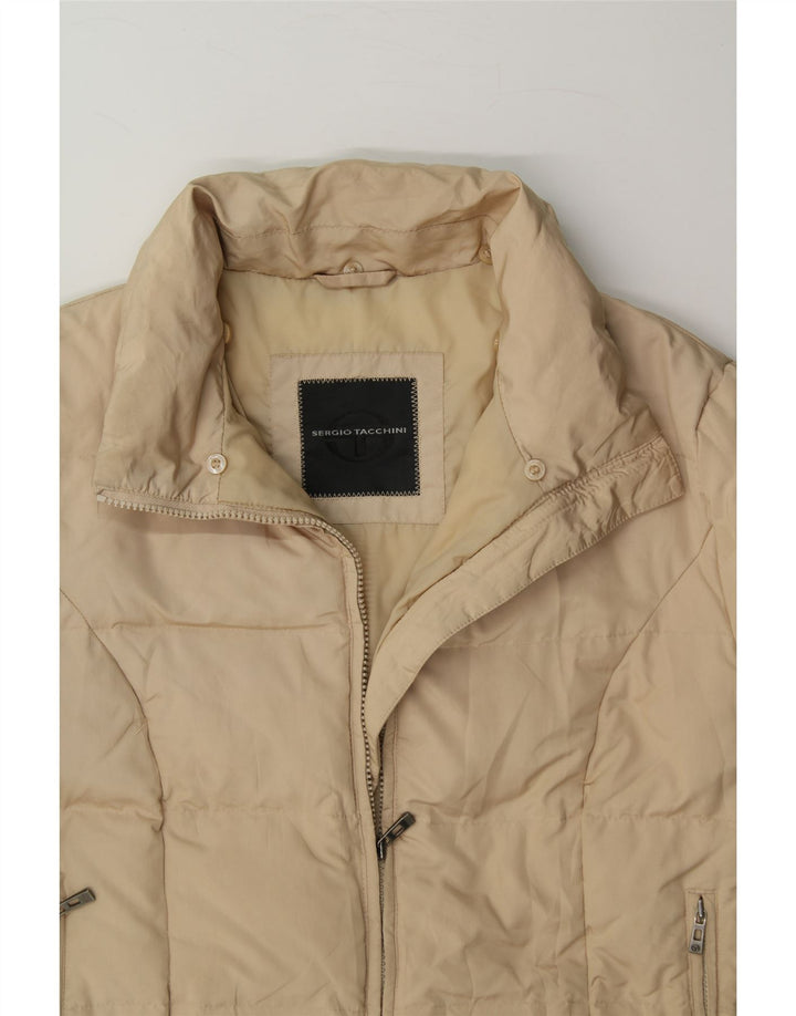 SERGIO TACCHINI Womens Padded Jacket IT 46 Large Beige Polyester Vintage Sergio Tacchini and Second-Hand Sergio Tacchini from Messina Hembry 