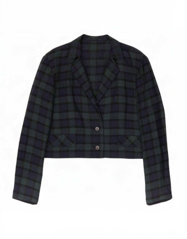 Blazer Vintage pentru femei cu 2 nasturi, UK 14 Medium Green Check