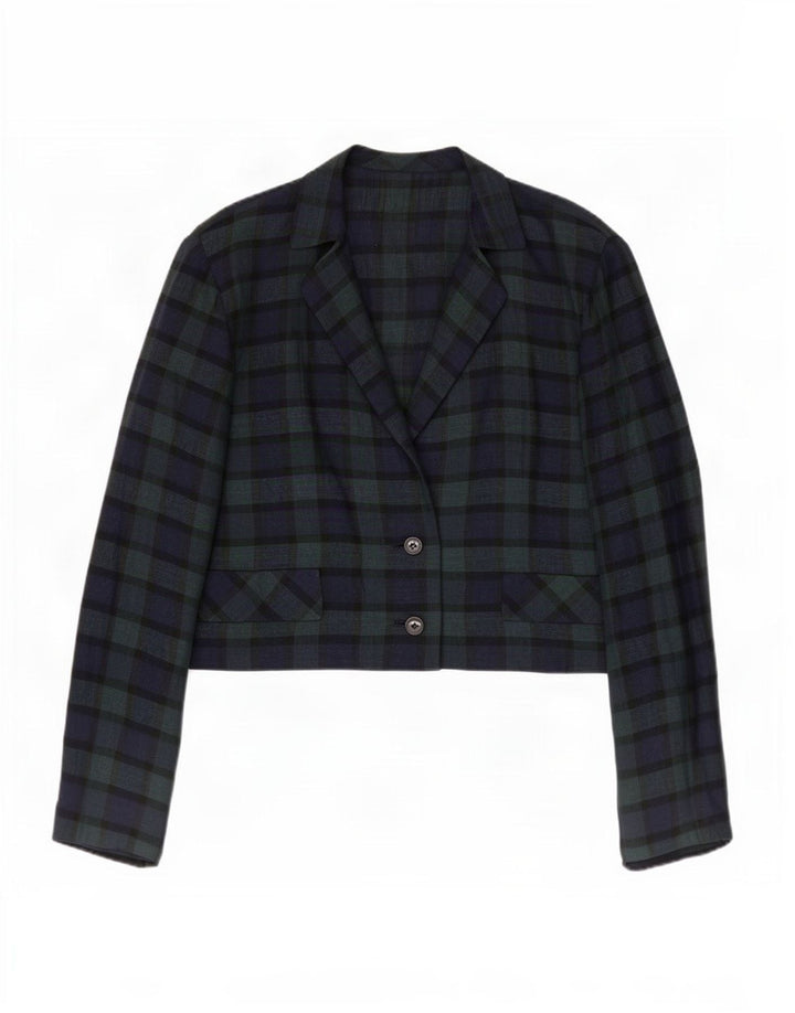 Blazer Vintage pentru femei cu 2 nasturi, UK 14 Medium Green Check