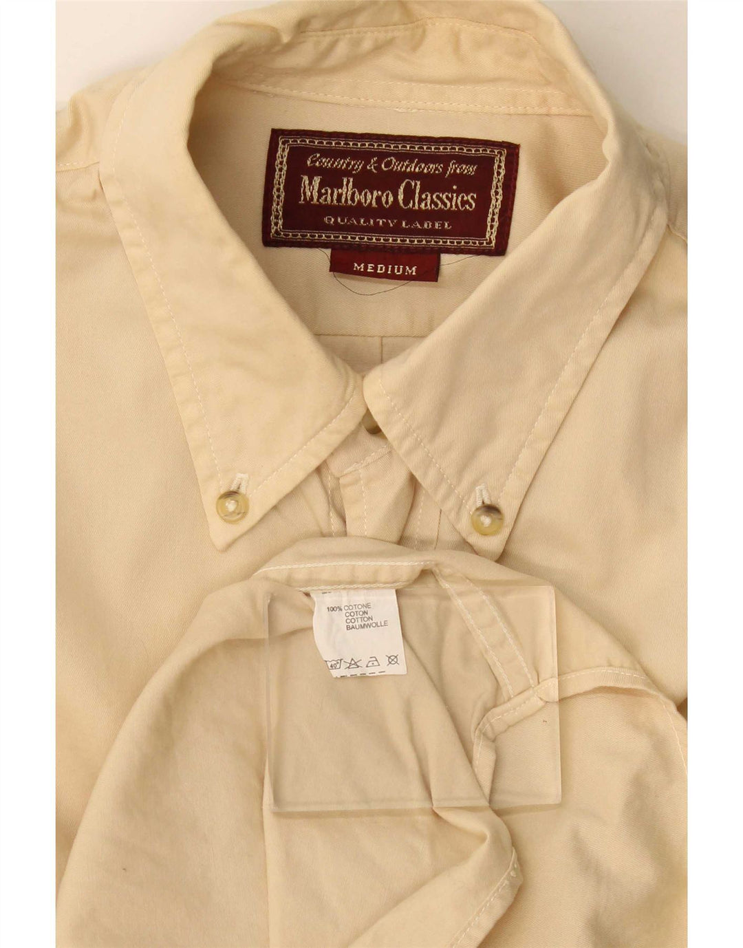 Marlboro Classics Mens Shirt Medium Beige Cotton