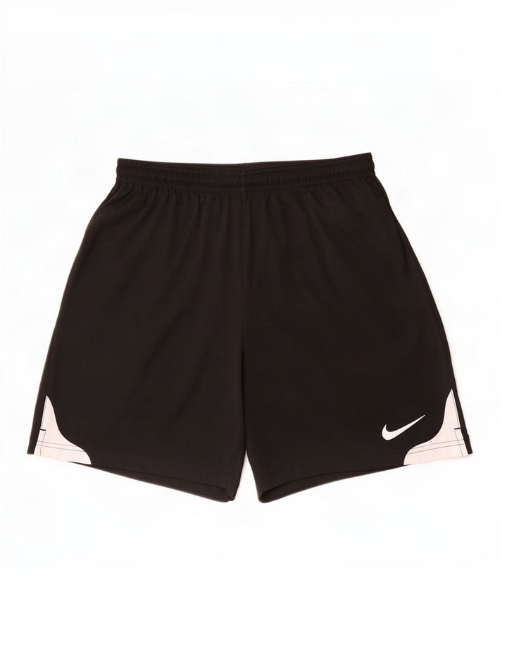 Shorts esportivos masculinos Nike Dri Fit médio preto colorblock poliéster
