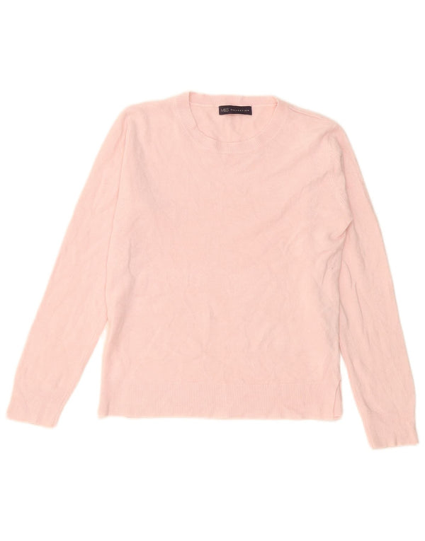 Maglione maglione girocollo da donna Marks & Spencer UK 10 piccolo acrilico rosa