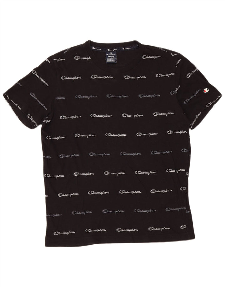 CHAMPION Mens Graphic T-Shirt Top Medium Black