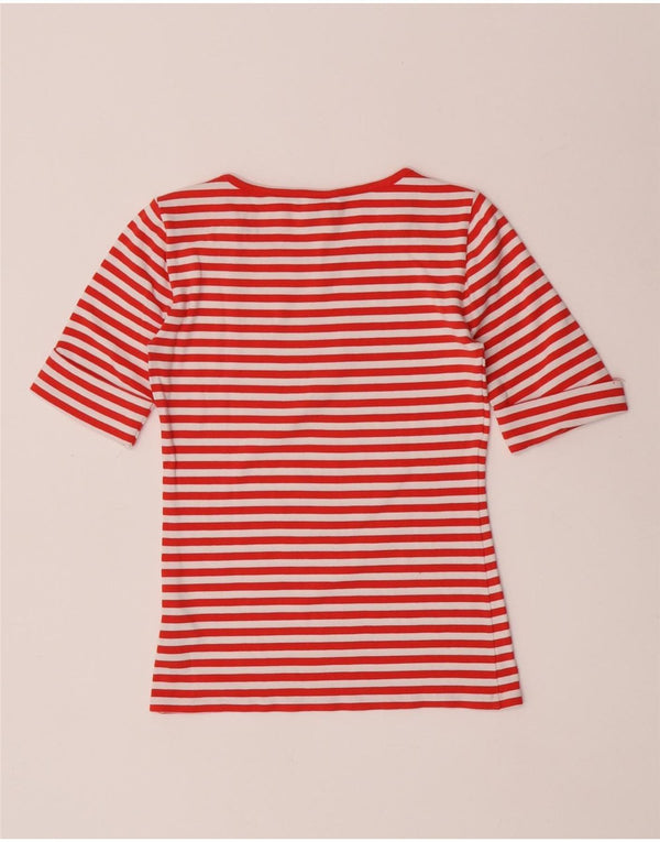 Ralph Lauren Womens T-Shirt Top UK 12 Medium Red Striped Cotton Nautical