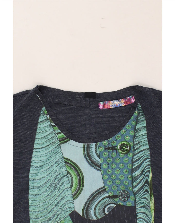 DESIGUAL Womens Sheath Dress UK 14 Large Navy Blue Patchwork Vintage Desigual and Second-Hand Desigual from Messina Hembry 