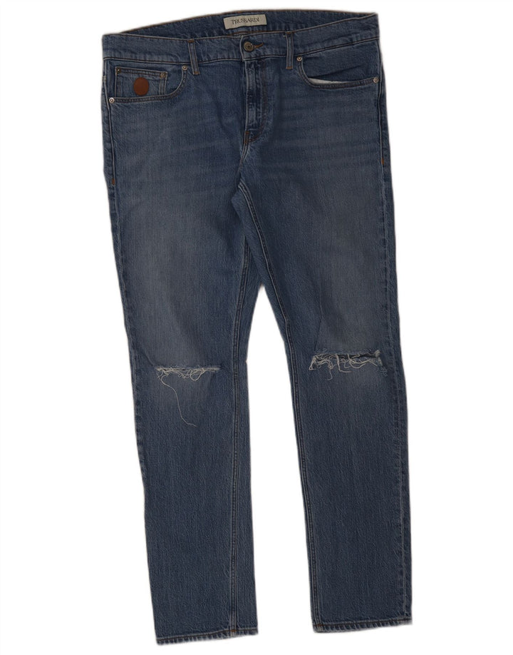 Trussardi Jean Slim Effet Déchiré W34 L31 Bleu