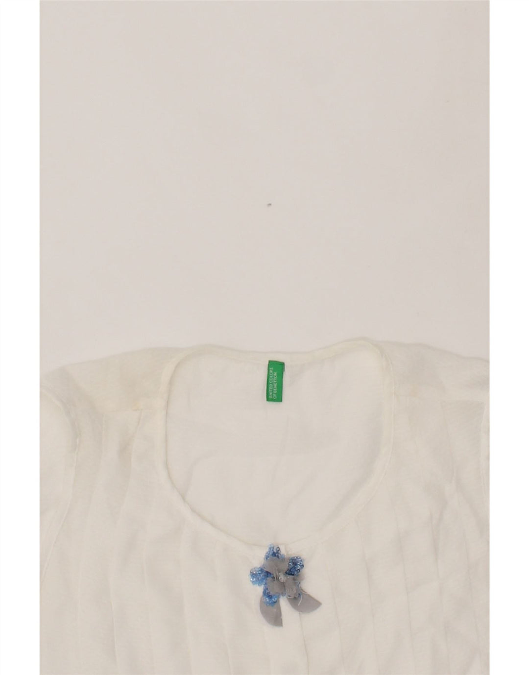 BENETTON Womens Sleeveless Shirt Blouse UK 12 Medium White Vintage Benetton and Second-Hand Benetton from Messina Hembry 