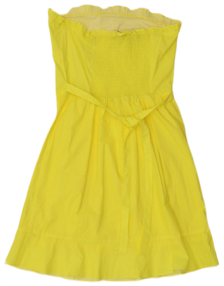 Oasis Womens Strapless Dress UK 10 Small Yellow Viscose
