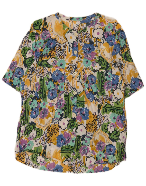 Vintage Womens Short Sleeve Shirt Blouse UK 14 Large Multicoloured Floral
