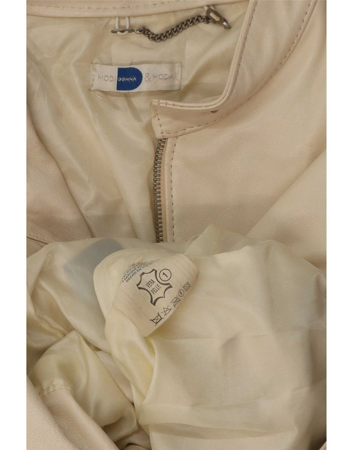 Vintage Damen Lederjacke UK 14 Medium Beige