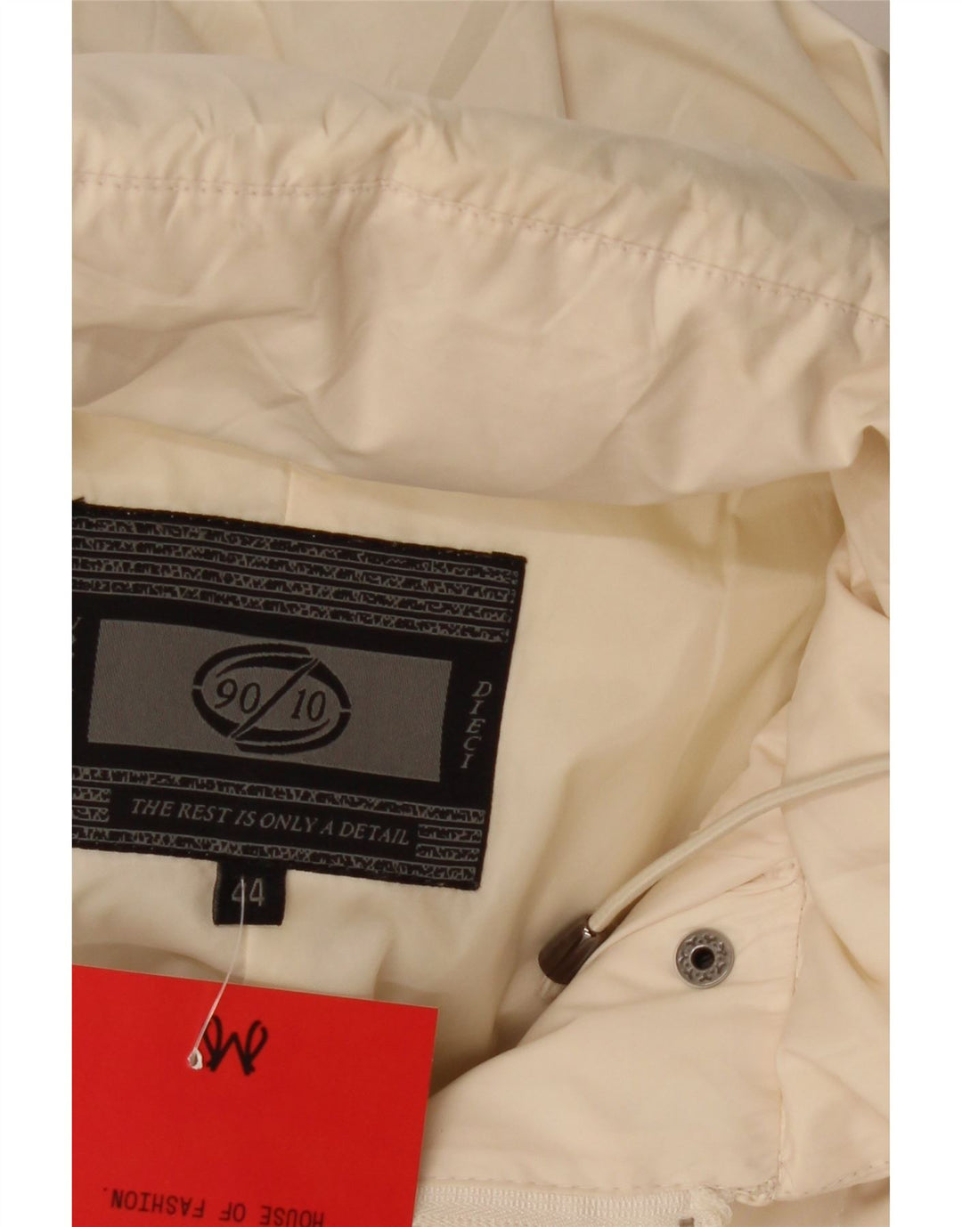 Vintage Womens Hooded Padded Coat IT 44 Medium Off White Polyester