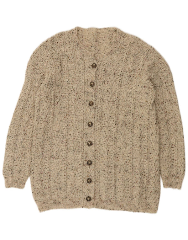 Vintage Womens Cardigan Sweater UK 16 Large Beige Flecked