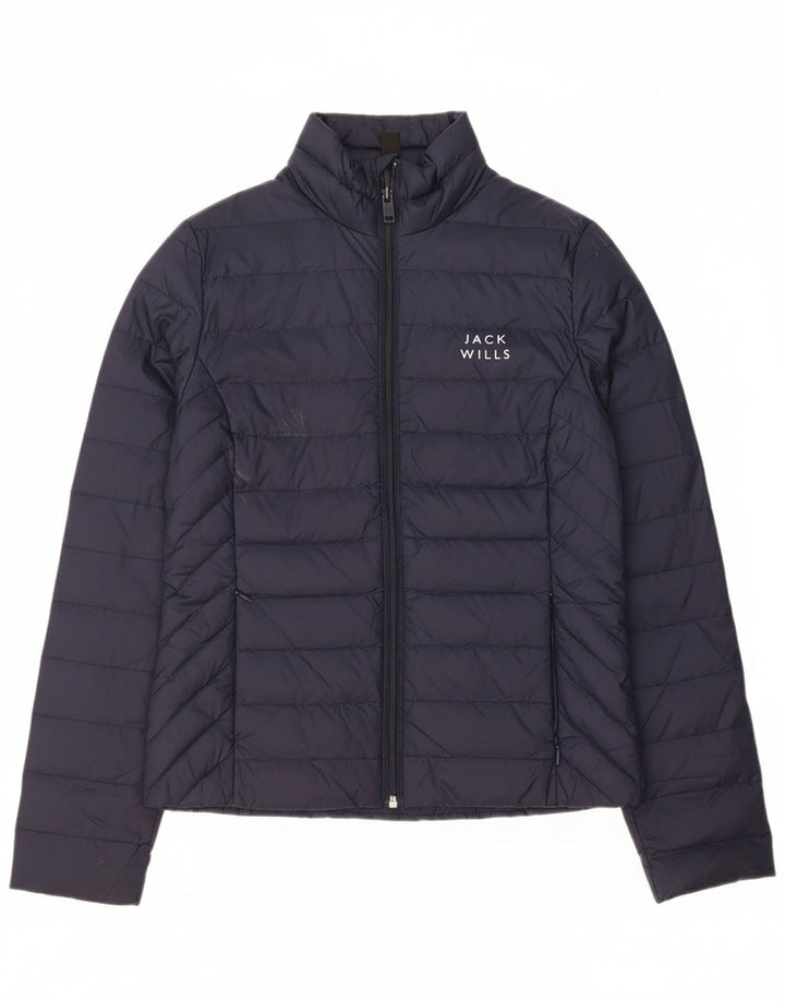 JACK WILLS Womens Padded Jacket UK 8 Small Navy Blue Polyester