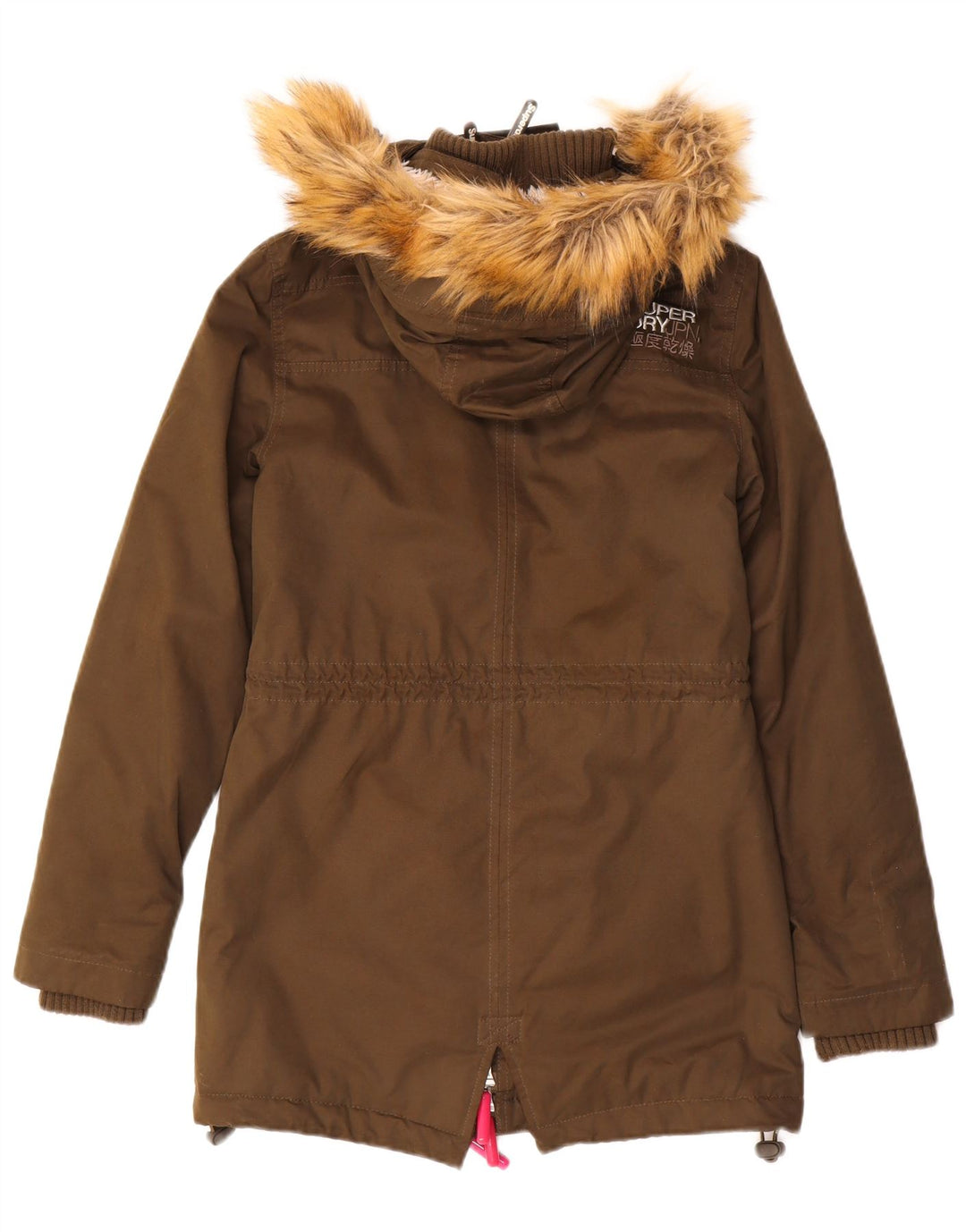 SUPERDRY Womens Hooded Parka Jacket UK 6 XS Khaki Polyester