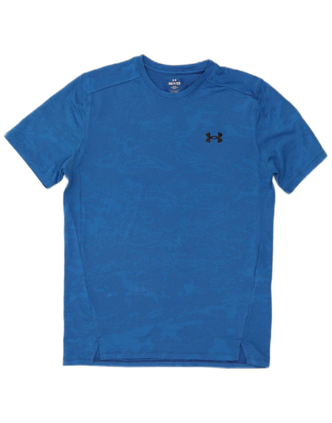 Under Armour Mens T-Shirt Top Small Blue Camouflage Polyester
