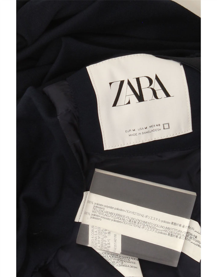 Zara Mens Bomber Jacket UK 38 Medium Navy Blue Colourblock Polyester