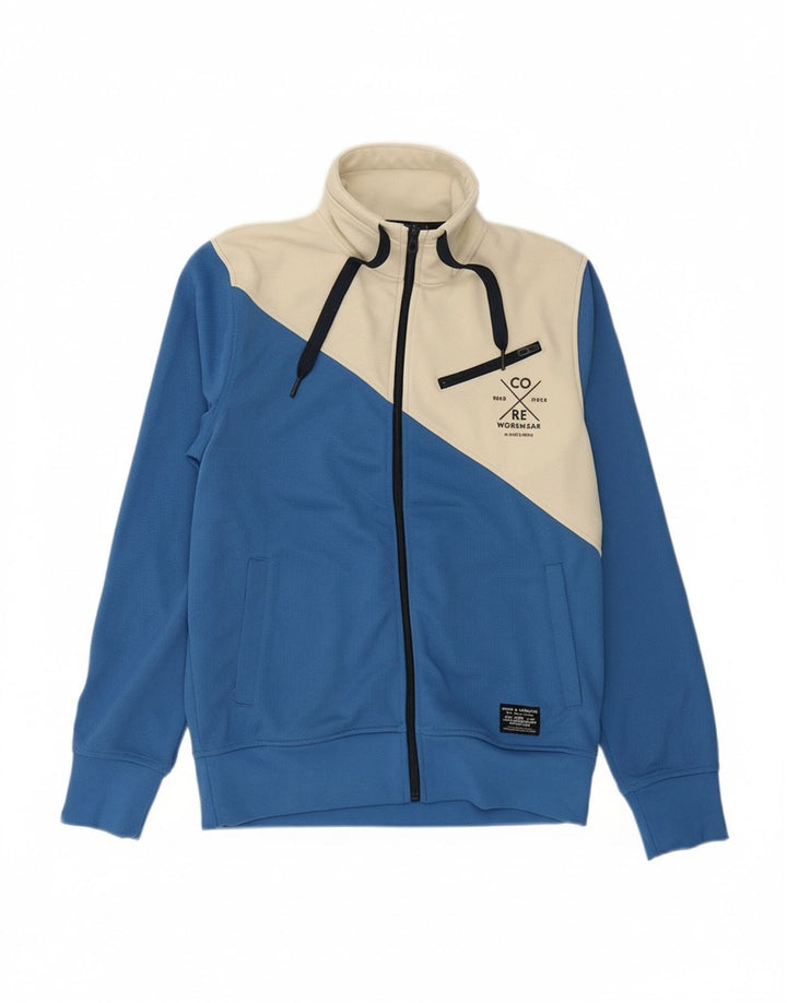 JACK & JONES Mens Graphic Tracksuit Top Jacket Medium Blue Colourblock