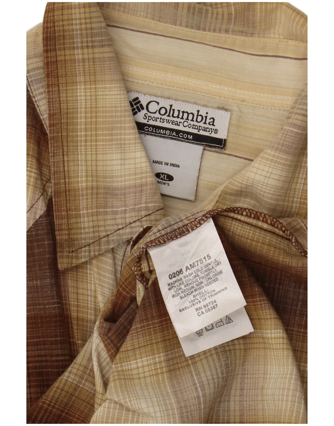 Columbia Mens Shirt XL Brown Check Cotton