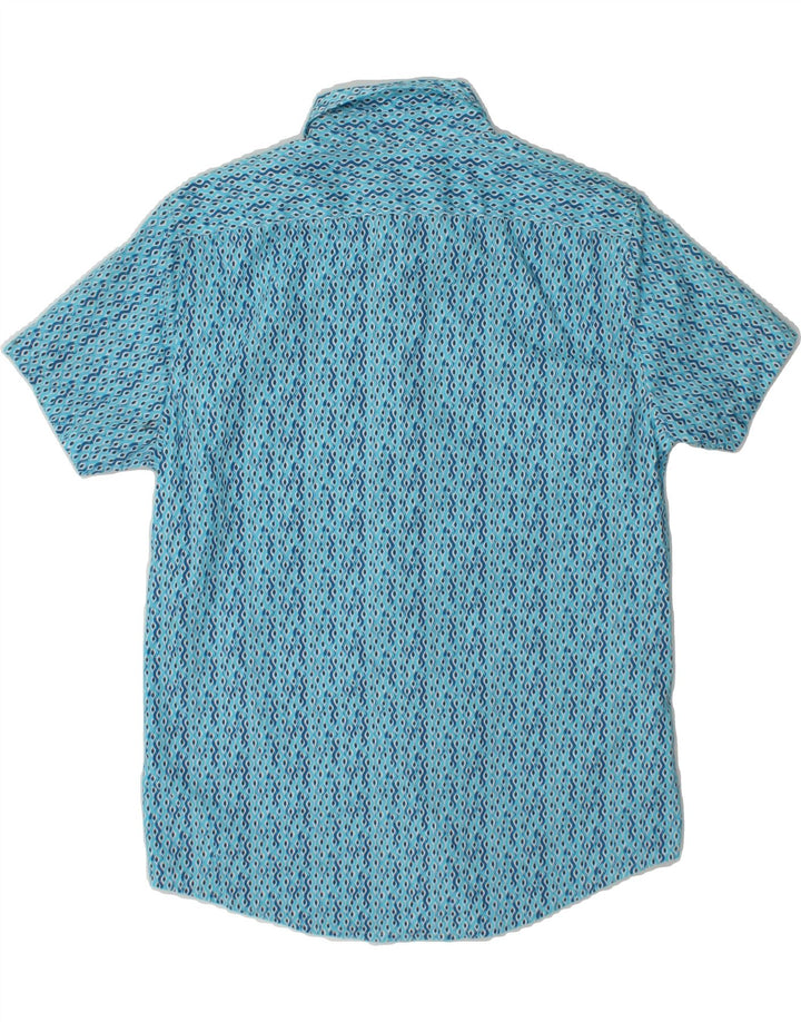 DOCKERS Mens Regular Fit Short Sleeve Shirt Small Blue Spotted Vintage Dockers and Second-Hand Dockers from Messina Hembry 