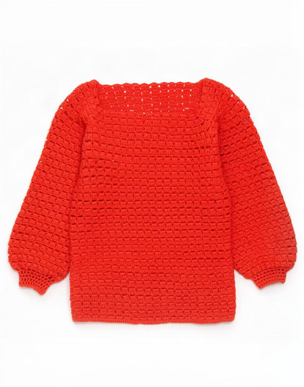 Vintage Dame se Gennem Boat Neck Jumper Sweater UK 12 Medium Red
