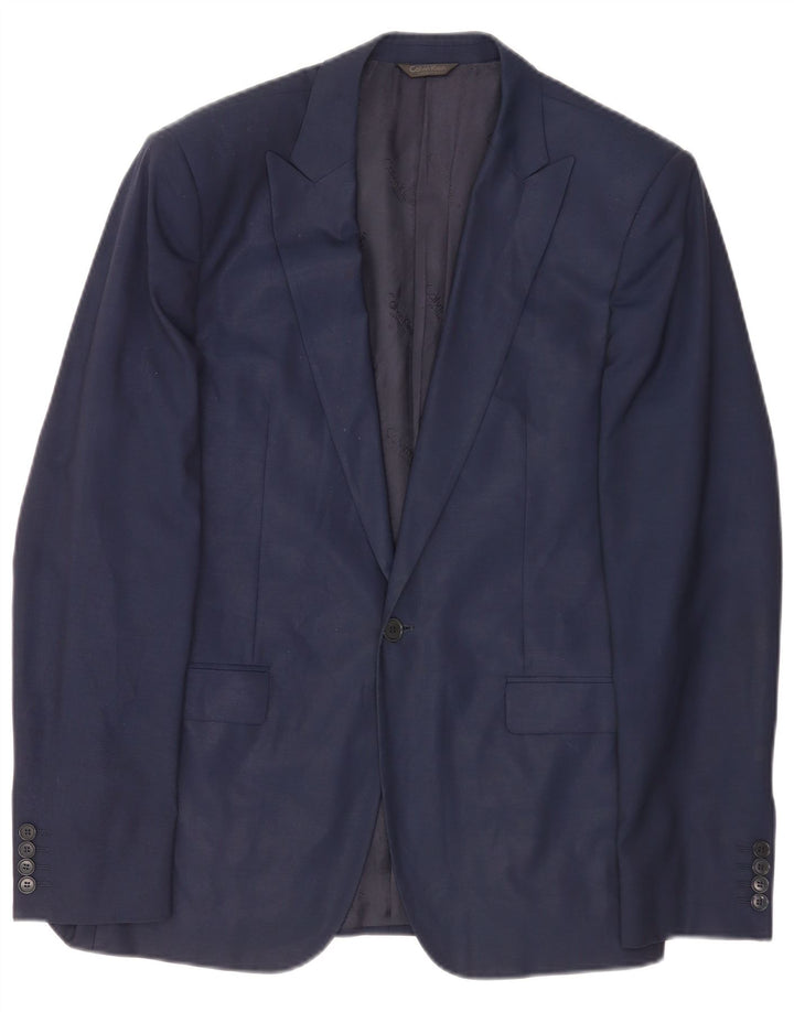 Giacca blazer da uomo a 1 bottone Calvin Klein IT 48 media lana blu navy