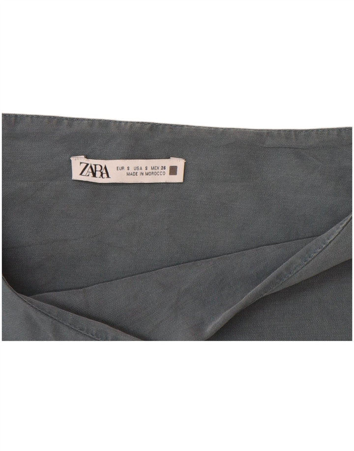 Zara Womens Oversized Blouse Top UK 10 Small Grey Colourblock Cotton