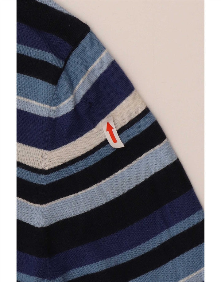 Maglione da uomo con scollo a V Rifle in lana media a righe blu navy