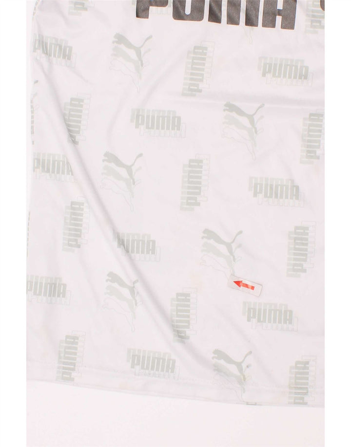Puma Boys Grafisk T-Shirt Top 7-8 År Lille Hvid Polyester