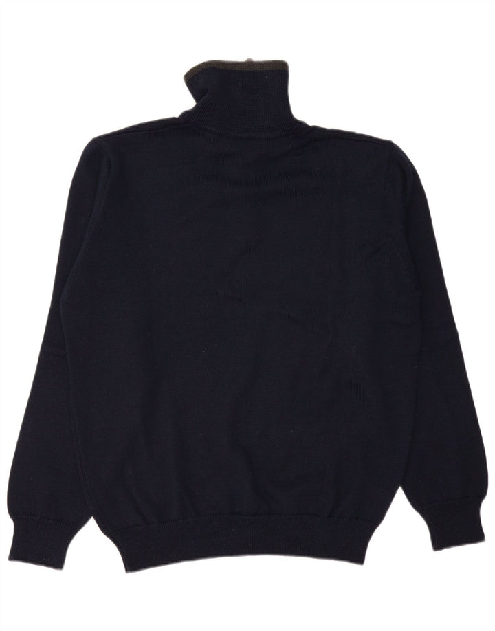 Sporting Mare Herre Zip Neck Jumper Sweater Large Navy Blue Virgin Wool