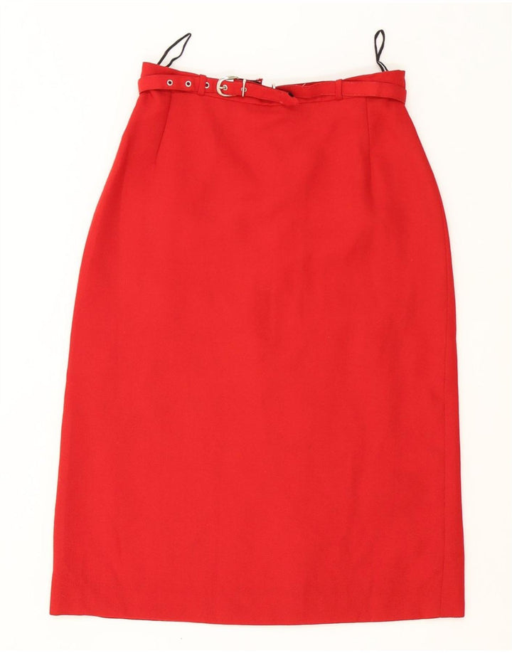 Vintage Womens 5 Button 2 Piece Skirt Set UK 12 Medium W28 Red Polyester