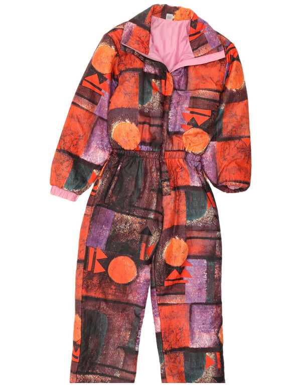 Vintage Damen Wende-Skioverall IT 42 Medium Mehrfarbig Geometrisch