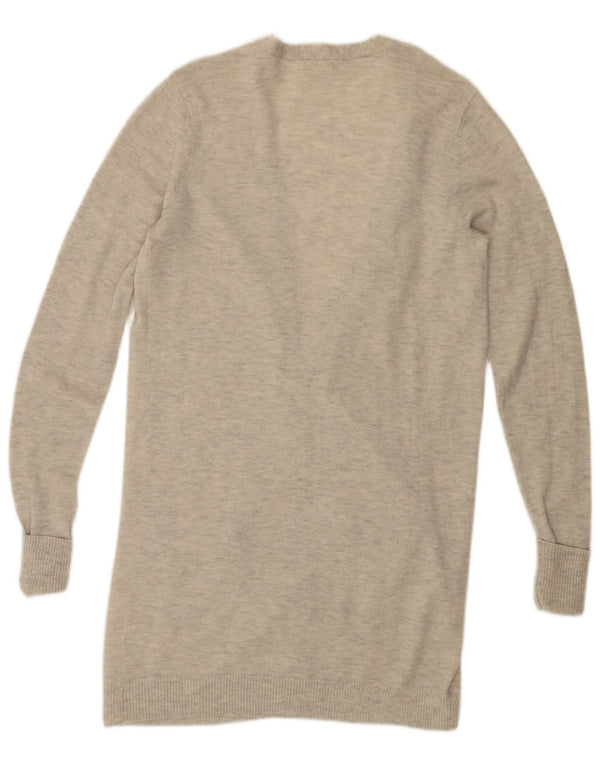 Fat Face Womens Longline Open Cardigan Sweater UK 12 Medium Beige Flecked