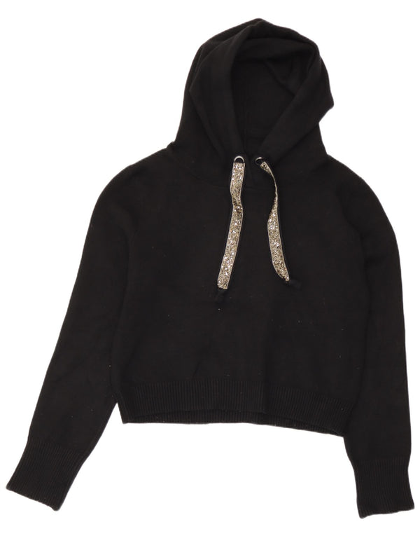Damski sweter z kapturem Zara, UK 10 Small, czarna wiskoza