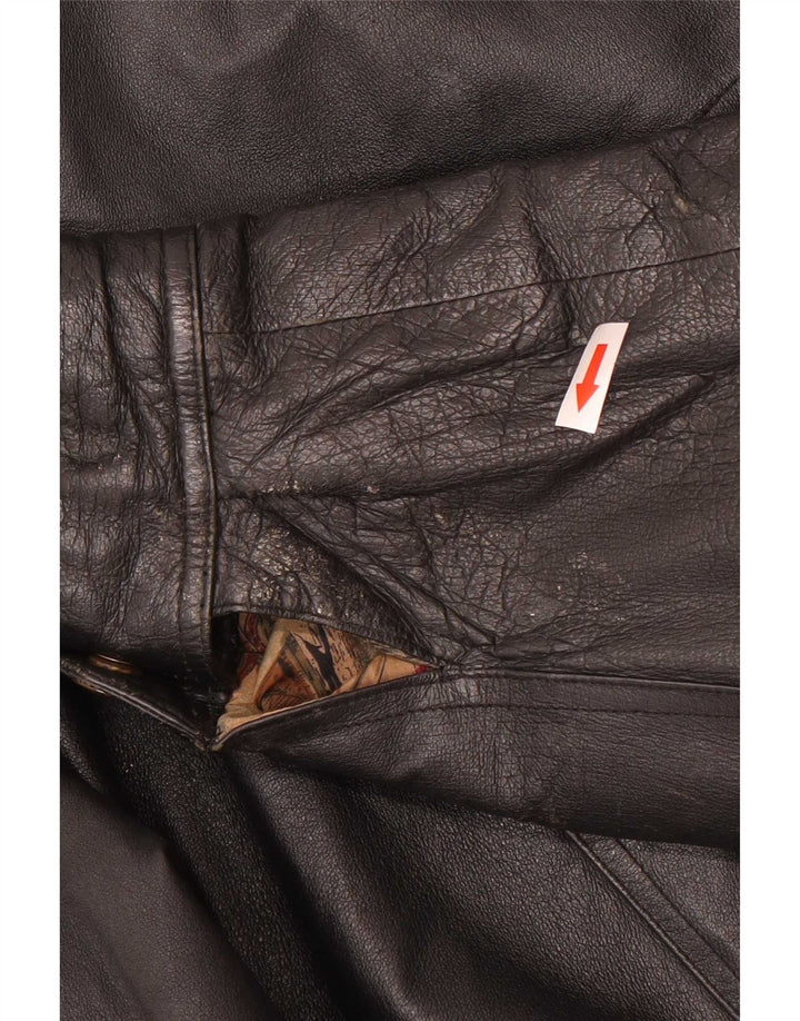 C&A Mens Bomber Leather Jacket EU 48 Medium Black