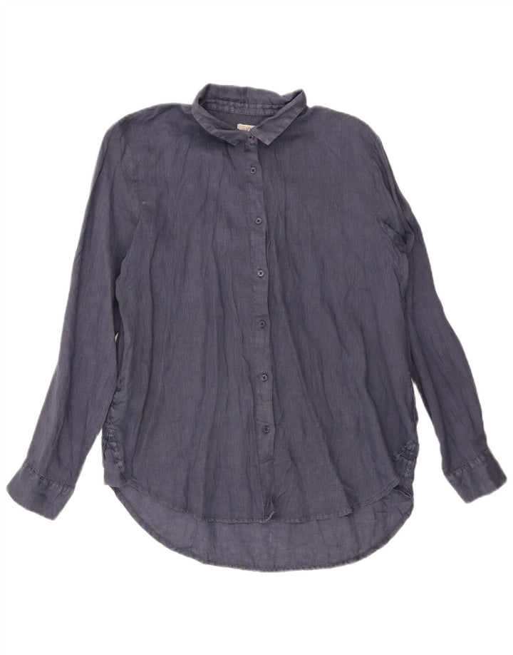 Dack's Womens Shirt UK 16 Large Navy Blue Linen