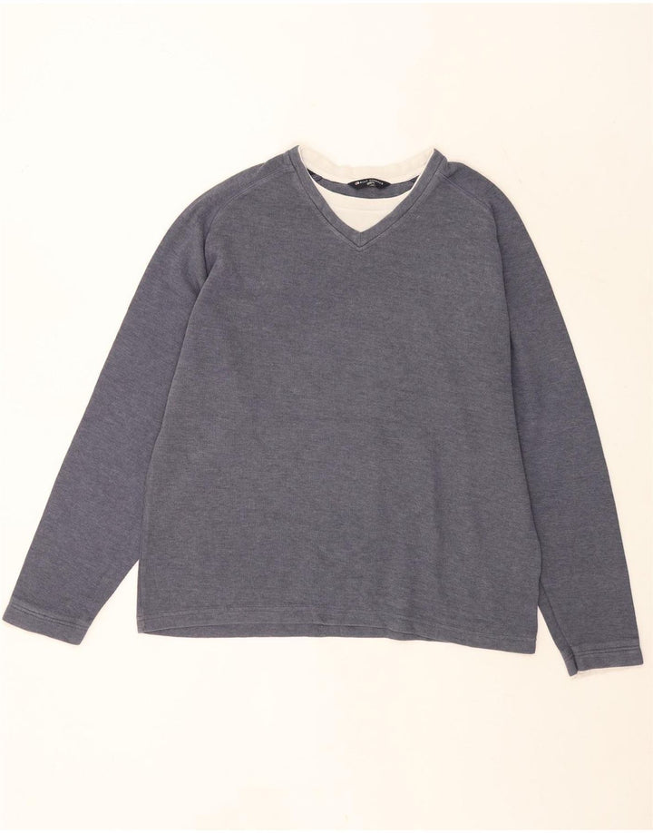 Marks & Spencer Felpa da uomo Blue Harbour Maglione grande cotone blu navy
