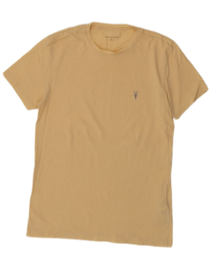 All Saints Mens T-Shirt Top Small Yellow Cotton