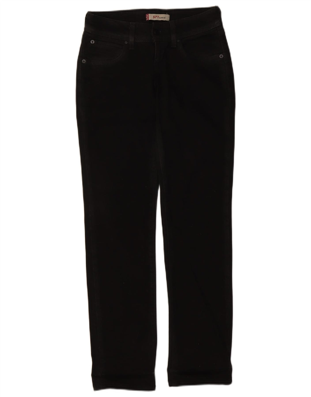 Levi's Womens 571 Slim Jeans W26 L30 Black Cotton