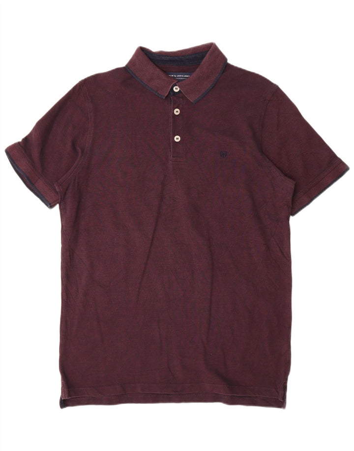 JACK & JONES Mens Polo Shirt Large Burgundy
