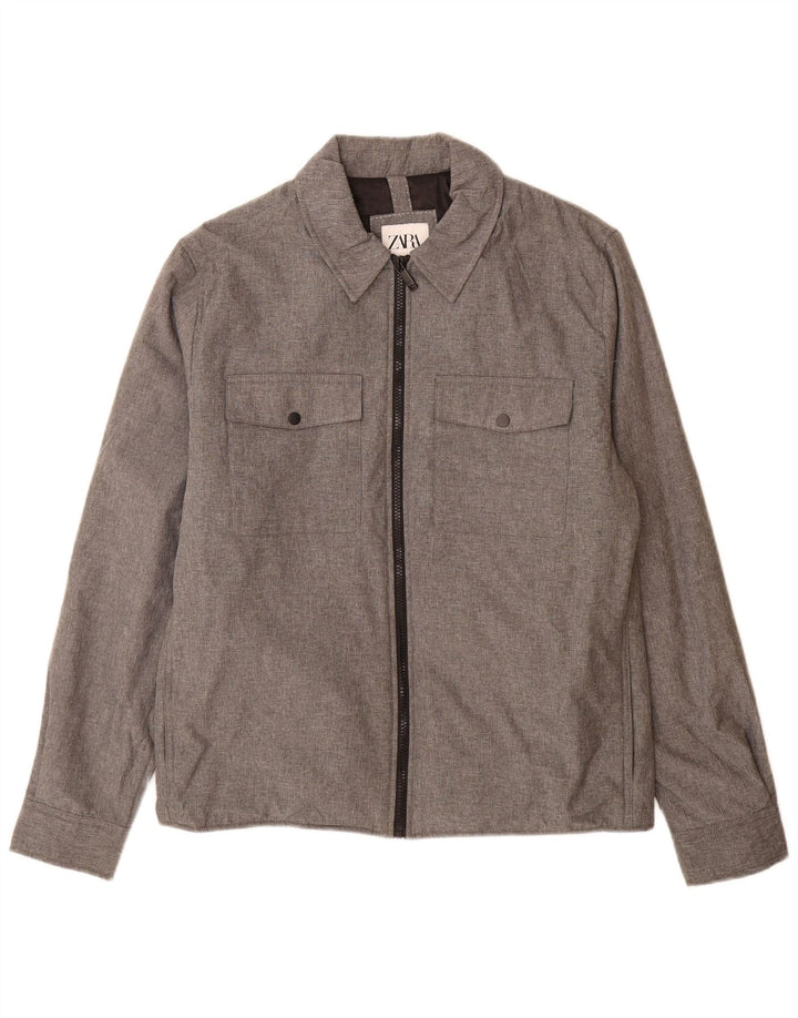 Zara Herre Utility Jacket UK 40 Large Grå Polyester