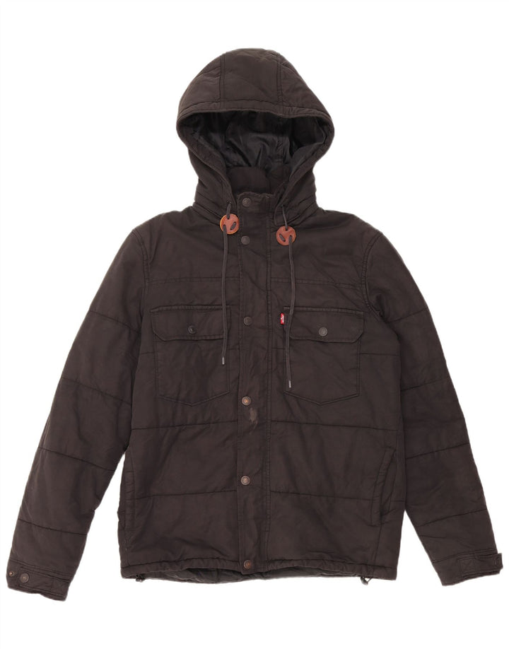 Levi's Mens Hooded Padded Jacket UK 38 Medium Black Cotton