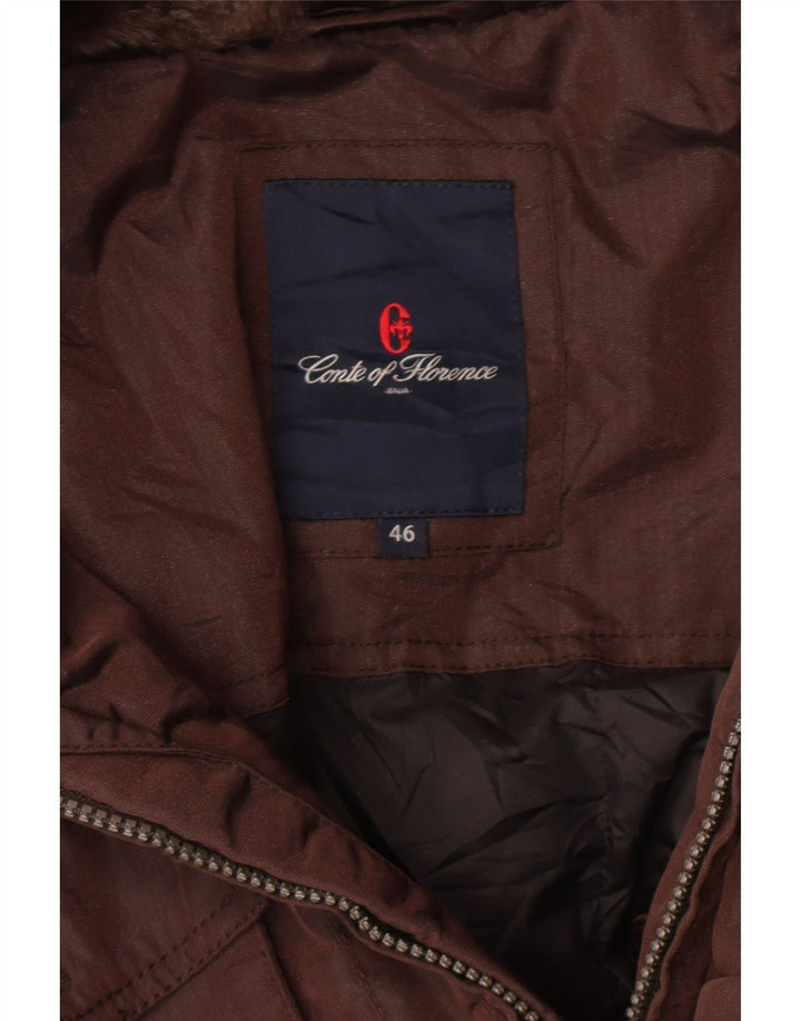 CONTE OF FLORENCE Mens Padded Jacket IT 46 Small Brown Vintage Conte of Florence and Second-Hand Conte of Florence from Messina Hembry 