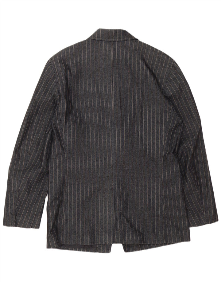 Zara Jaqueta Blazer Masculina UK 38 Algodão Listrado Cinza Médio