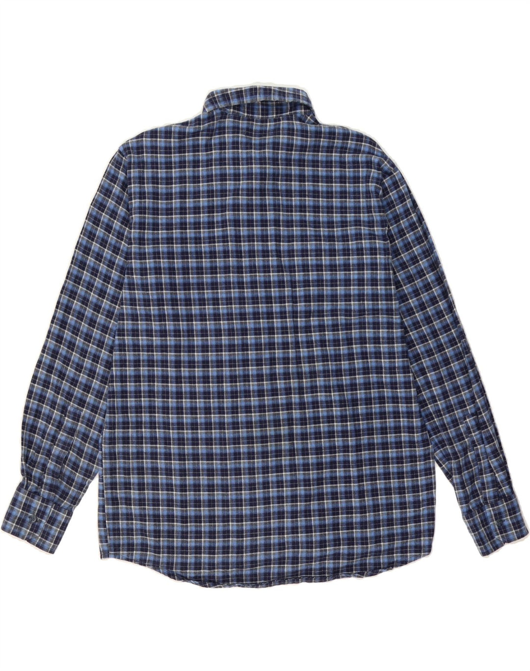 SEA BARRIER Mens Flannel Shirt Medium Navy Blue Check Cotton Vintage Sea Barrier and Second-Hand Sea Barrier from Messina Hembry 