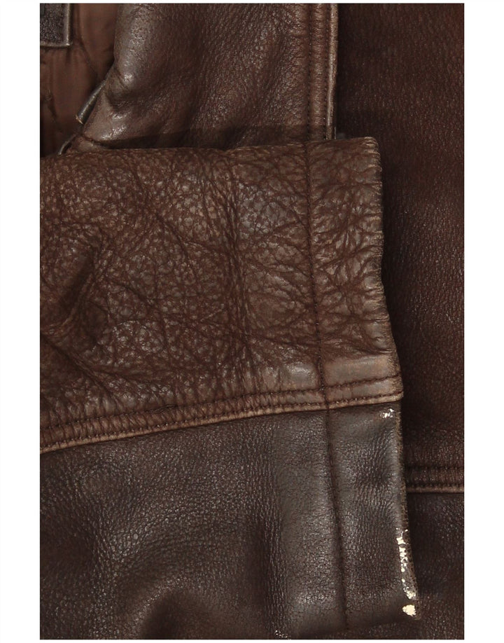 Jones Mens Leather Jacket UK 40 Large Brown Leather