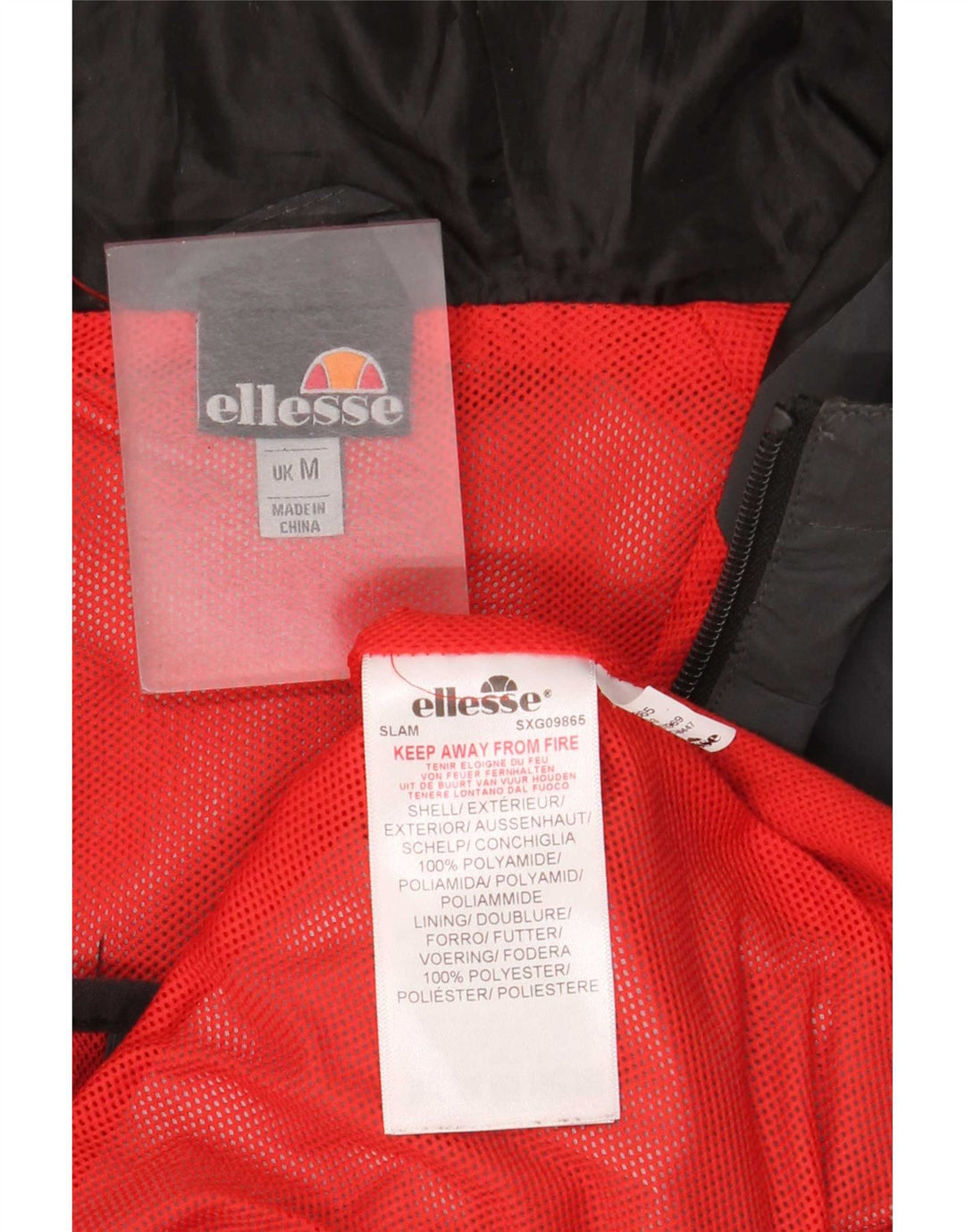 Ellesse Regnjakke med hætte til mænd UK 38 Medium Grå Polyamid